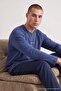 Indigo Regular Slogan Printed 100% Cotton Knitted Pajama Set Tmnaw27Pt00001 - 2