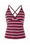 Bordo Çizgili Fitted/Vücuda Oturan V Yaka İnce Askılı Kolsuz Örme Büyük Beden Bluz TBBSS26AF00300 - 5