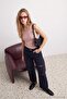Siyah Yüksek Bel Wide Leg %100 Pamuk Yırtıklı Jeans TWOAW27JE00107 - 5