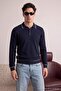 Lacivert Regular/Normal Kesim Dokulu Polo Yaka Triko Orta Kalın Kazak TMNAW27KZ00004