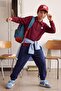 Bordo Pamuklu Polo Yaka Erkek Çocuk Kalın Şardonsuz Sweatshirt ve Eşofman Örme Takım TKDAW27AU00011 - 5