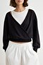 Black-Ecru Double Layer Thick Regular Fit Double Breasted Collar Knitted Sweatshirt Twoaw27Sw00007 - 3