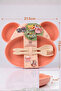 Pink Baby Food Plate Set with Mouse Figure and 4 Compartments - Educational Spoon and Fork Set Bpa-Free