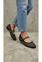 Women's Black-Silver Strass Stone Buckle Stylish Suede Ballerinas 1.5cm Byndrsvn01 - 6