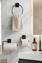 Black Ring Towel Holder Adhesive Open Toilet Roll Holder Solo Roll Paper Holder Set of 3 Bathroom Accessories - 7