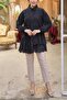 Ruffle and Scallop Detailed Pearl Buttoned Shirt - Black - 4