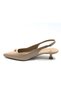 Feles Buckle Detailed Open Back Stiletto Heeled Women's Shoes Beige - 4