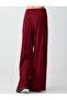 Burgundy Elastic Waist Regular Leg Regular Waist Knitted Trousers - 6