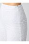 White 100% Cotton Relaxed Fit High Waist Wide Leg Openwork Trousers - 5