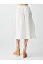 Off-White 100% Cotton Regular Waist Relaxed Fit Midi Skirt - 4