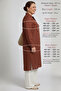 Plus Size Comfortable Cut Spring Summer Hijab Cotton Linen Side Slit Mother's Shirt Stone Accessory Detailed Long Tunic Tile - 3