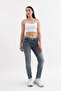 Women's Regular Waist Lycra Slim Fit Jean Trousers Blue Narrow Leg - 2