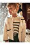 Girl's Baby Collar Detailed Buttoned Jacket 2-10 Years Beige