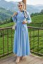 Tie-Detail Blouse Skirt Two-Piece Set 1465 - Baby Blue - 5