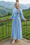 Tie-Detail Blouse Skirt Two-Piece Set 1465 - Baby Blue - 6