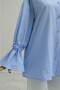 Shirt with Gathered Sleeves and Pleated Back - Baby Blue - 5