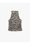 Satin Sleeveless Halter Neck Leopard Blouse - 4
