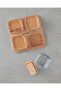 Pico Glass with Wooden Lid, 4 Compartments for Breakfast, 21X21 Cm, Transparent - 3