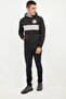 Black Hooded Kangaroo Pocket Sweatshirt - 4