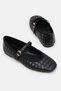 Women's Black Ballerina Flats with Matte Knitted Patterned Belt Detail and Flat Sole Jeremi Ballerina Flats - 6