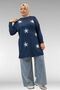 58013 Plus Size Combed Cotton Tunic with Star and Stone Detail on the Front - Indigo - 4