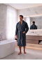 Dark Gray Women's/Men's Unisex Shawl Collar Home, Hotel, Spa, Bath Robe One Piece - 2