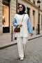 Melora Modal Fabric Shirt Detailed Women's Hijab Two-Piece Set – Ecru - 7