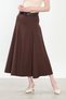 Women's Belted Pleated Long Skirt - Bitter Brown - 4