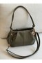 Zippered Knot Detail Khaki Medium Faux Leather Women's Shoulder Bag EN35 HEIGHT20 - 3
