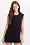 Women's Relax Fit Comfortable Cut Crew Neck Viscose Fabric Lycra Sleeveless Black Athlete Tunic