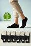 6 Pairs of Women's Bamboo Invisible Black Sneaker Socks - Soft Wash Seamless Bootie Socks