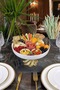Gold bronze porcelain bowl with metal stand - 2