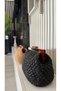 Handmade Wicker Acrylic Clutch Portfolio Handbag (37X20Cm) Black Color