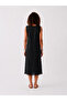 Women's Black V-Neck 100% Viscose Dress - 5
