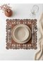 Red Brown Suede Fabric Placemat 35X35 cm Square Set of 6 - Stylish and Durable - 2