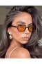 Lodin Leopard Frame Orange Glass Small Tinted Glass Sunglasses Unisex (for Small Medium Faces)