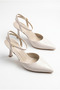 Women's Beige Patent Leather Strappy Ankle Strap Pointed Toe 7 cm Thin Heel Stiletto Evening Dress Heeled Shoes Wedding Engagement Shoes 2025 - 6
