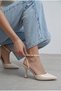 Women's Beige Patent Leather Strappy Ankle Strap Pointed Toe 7 cm Thin Heel Stiletto Evening Dress Heeled Shoes Wedding Engagement Shoes 2025 - 2