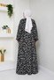 Patterned Loose Cut Front Gathered Viscose Hijab Dress - 4