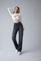 Women's Stretchy Wide-Leg Smoked Palazzo Jeans