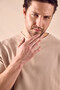 Men's Beige Comfortable Fit Oversize Cut T-Shirt