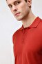 Red Comfort Slim Polo Collar Men's Knitwear T-Shirt - 4