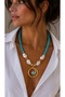 Squeeze Turquoise Natural Stone Gold Plated Design Necklace - 3