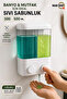 1 Pcs Adhesive Wall Mounted Kitchen Manual Liquid Soap Dispenser Double Compartment 1000 ml Refillable M-55