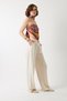 Women's Verona Trousers Ecru – High Waist, Pleated Wide Legs, Button Detail, Modern Cut, Linen - 2