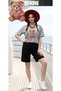 Unisex Casual Short Sleeve Set with Love Bear Head Print Outdoor Spring/Summer Fullshorts