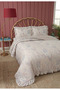 Flowers Double Bedspread Set 240X260Cm - 100% Polyester Blue - Pink with Flounces and 2 Pillows - 4