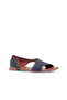 Navy Blue Leather Women's Flat Sandals 01Wl4209 - 2