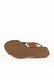 Tan Dark Leather Women's Wedge Heeled Sandals 01We3906 - 5