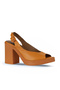 Orange Leather Women's Heels Sandals 01Wy12300 - 3
